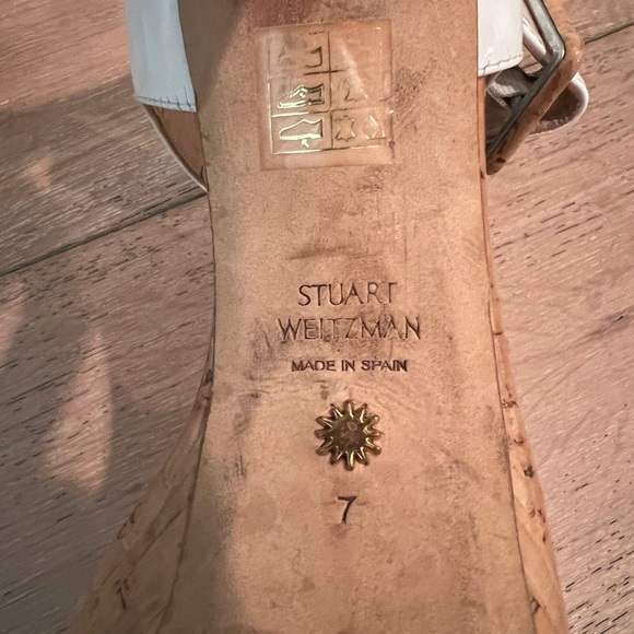 Stuart Weitzman Alesha Platform White Patent Leather/ Cork Sandal Size 7 - Picture 8 of 13